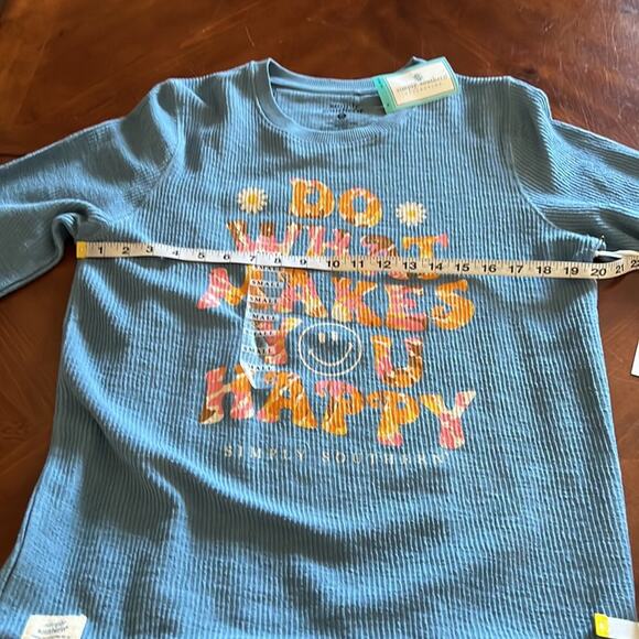 Simply Southern NWT Oversized Blue Knit Tunic Top Woman Size Small Waffle Knit - Picture 7 of 8